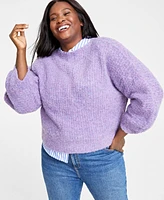 On 34th Plus Marled Boucle Sweater, Created for Macy's