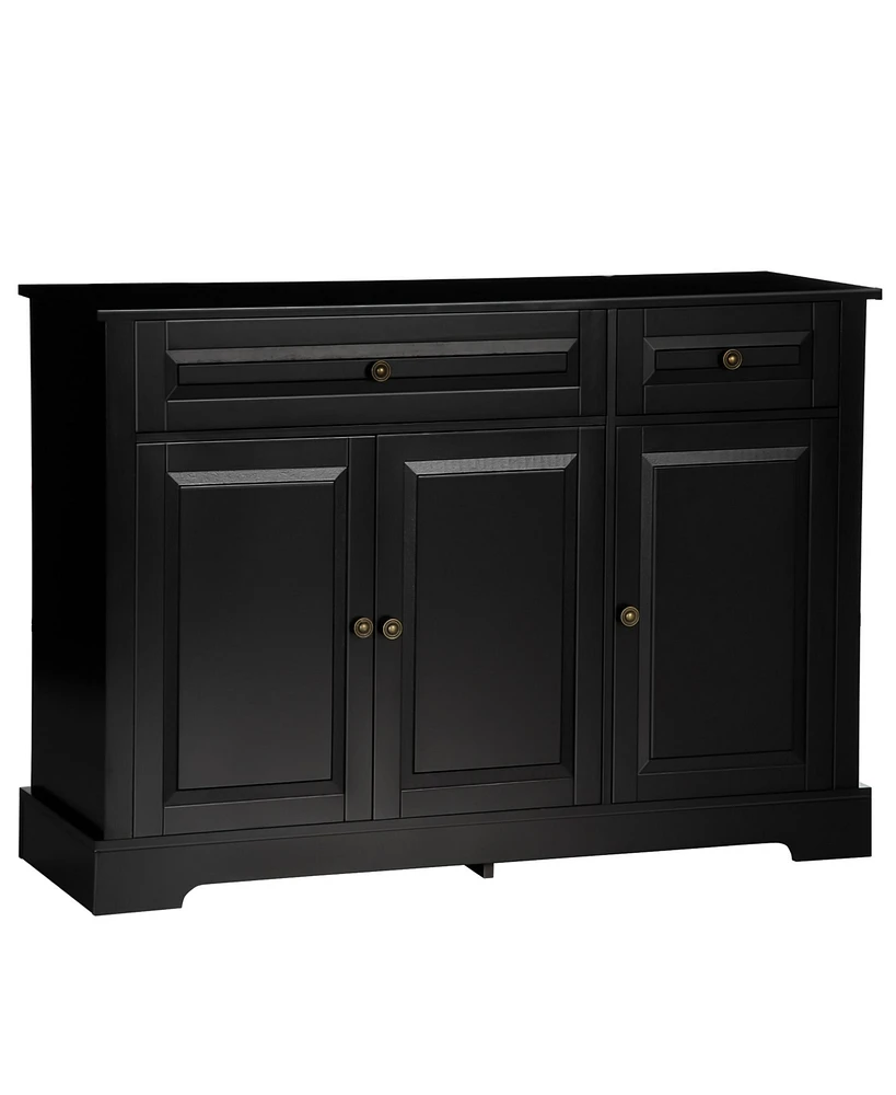 Homcom Modern Sideboard Buffet Cabinet with Storage Cupboards, 2 Drawers and Adjustable Shelves for Living Room, Kitchen, Black