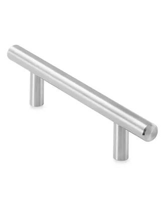 Cauldham Solid Stainless Steel Euro Style Cabinet Pull Handle - 6" Long Brushed Nickel Design 3-3/4" (96mm) Hole Centers - Pack of 10