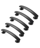 Cauldham 5 Pack Solid Kitchen Cabinet Arch Pulls Handles (3-3/4" Hole Centers) - Curved Drawer/Door Hardware - Style T750