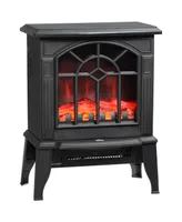 Homcom Freestanding Indoor Electric Heater w/Realistic Flame & 2 Heat Settings