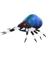 Homcom 5' Long Inflatable Halloween Multicolor Red-Eyed Spider, Inflatable Led Yard Display Indoor Outdoor for Garden, Lawn, Party, Holiday