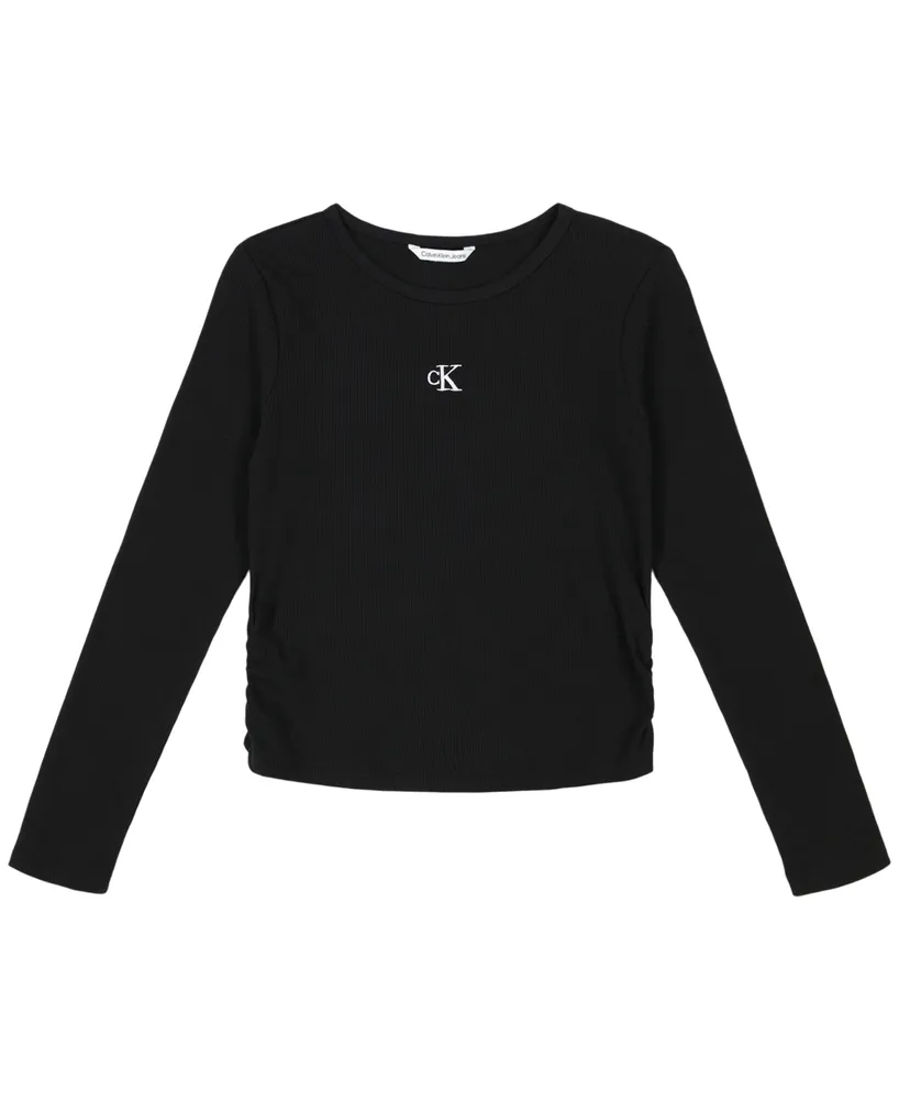 Calvin Klein Big Girls Ribbed T-shirt Sleeved Hawthorn Long Knit Mall 