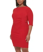 Jessica Howard Plus Size Hardware-Trimmed Side-Pleated Dress