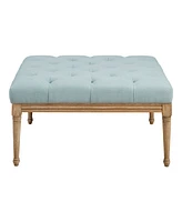 Martha Stewart Collection Bonnieville 34" Round Upholstered Button Tufted Accent Ottoman