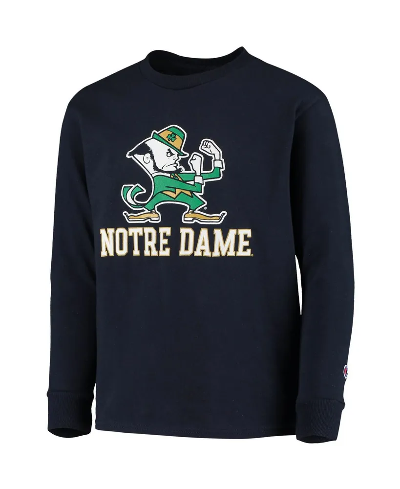 Big Boys Champion Navy Notre Dame Fighting Irish Lockup Long Sleeve T-shirt