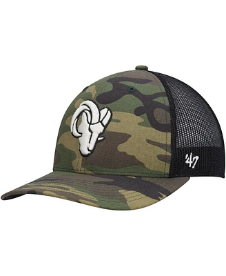 Men's '47 Brand Camo, Black Los Angeles Rams Trucker Adjustable Hat