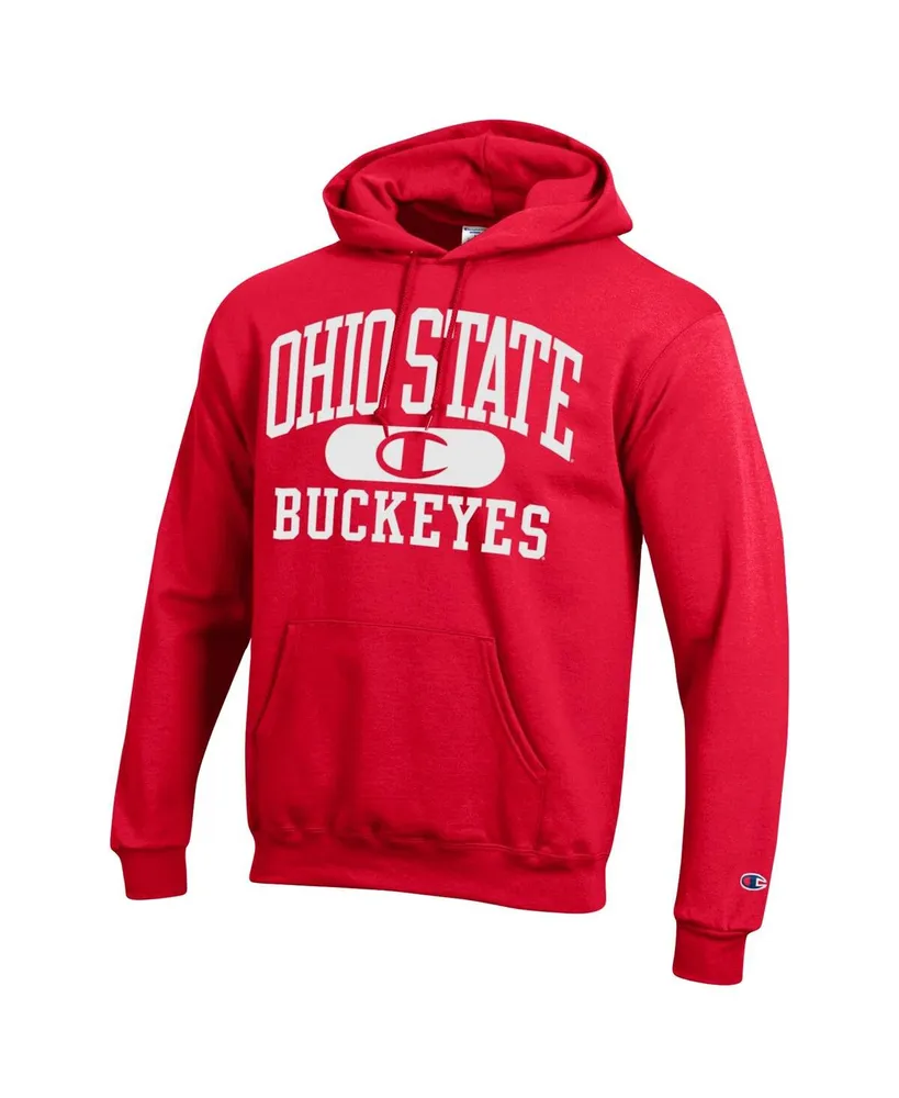 Men's Champion Scarlet Ohio State Buckeyes Arch Pill Pullover Hoodie