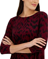 Jm Collection Petite Printed 3/4-Sleeve Long Top, Created for Macy's