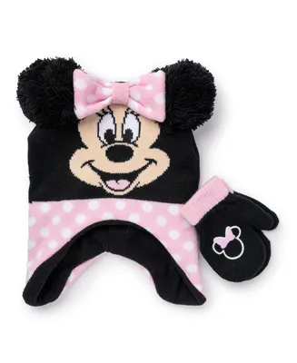 Minnie Mouse Toddler Girls Knit Hat and Mittens Set, 2 Piece