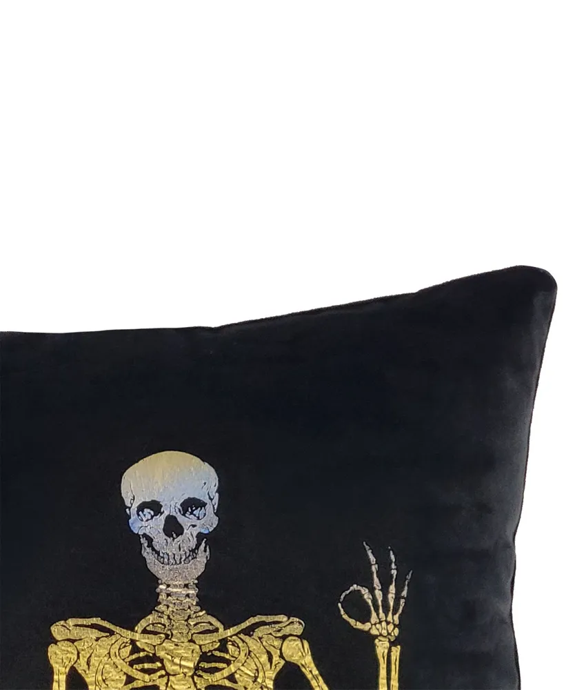 Edie@Home Velvet Rocker Skeletons Decorative Throw Pillow, 18" x 18"