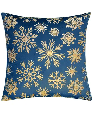 Edie@Home Snowflakes Velvet Foil Print Holiday Decorative Pillow, 18" x