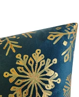 Edie@Home Snowflakes Velvet Foil Print Holiday Decorative Pillow, 18" x