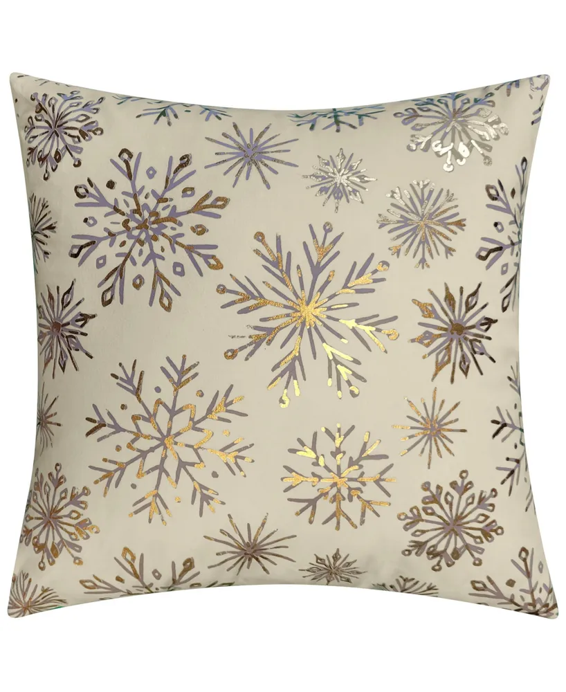 Edie@Home Snowflakes Velvet Foil Print Holiday Decorative Pillow, 18" x