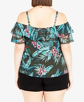 City Chic Plus Phoebe Print Top