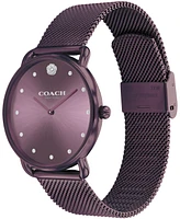 Coach Women's Elliot Purple Stainless Steel Mesh Bracelet Watch 36mm