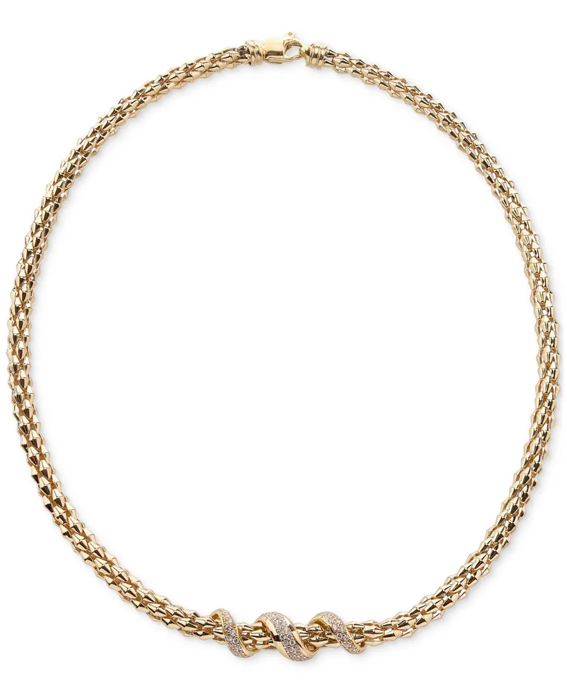 Diamond Twist Pyramid Link 18" Collar Necklace (5/8 ct. t.w.) in 14k Gold-Plated Sterling Silver - Gold