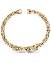 Diamond Pave Twist Pyramid Link Cuff Bracelet (5/8 ct. t.w.) in 14k Gold-Plated Sterling Silver - Gold