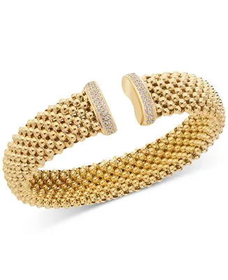 Diamond End Mesh Cuff Bracelet (1/2 ct. t.w.) in 14k Gold-Plated Sterling Silver - Gold