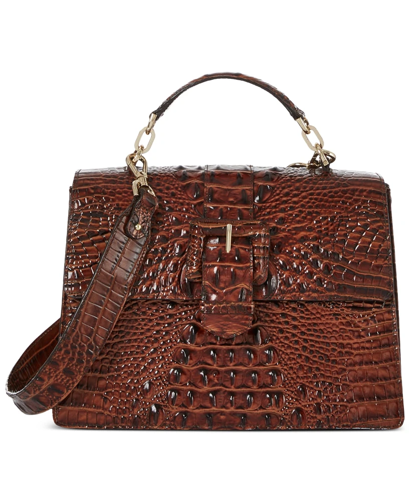 Brahmin Hallie Melbourne Medium Embossed Leather Satchel