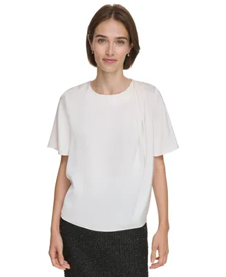 Calvin Klein Women's Satin Short-Sleeve Drape Top