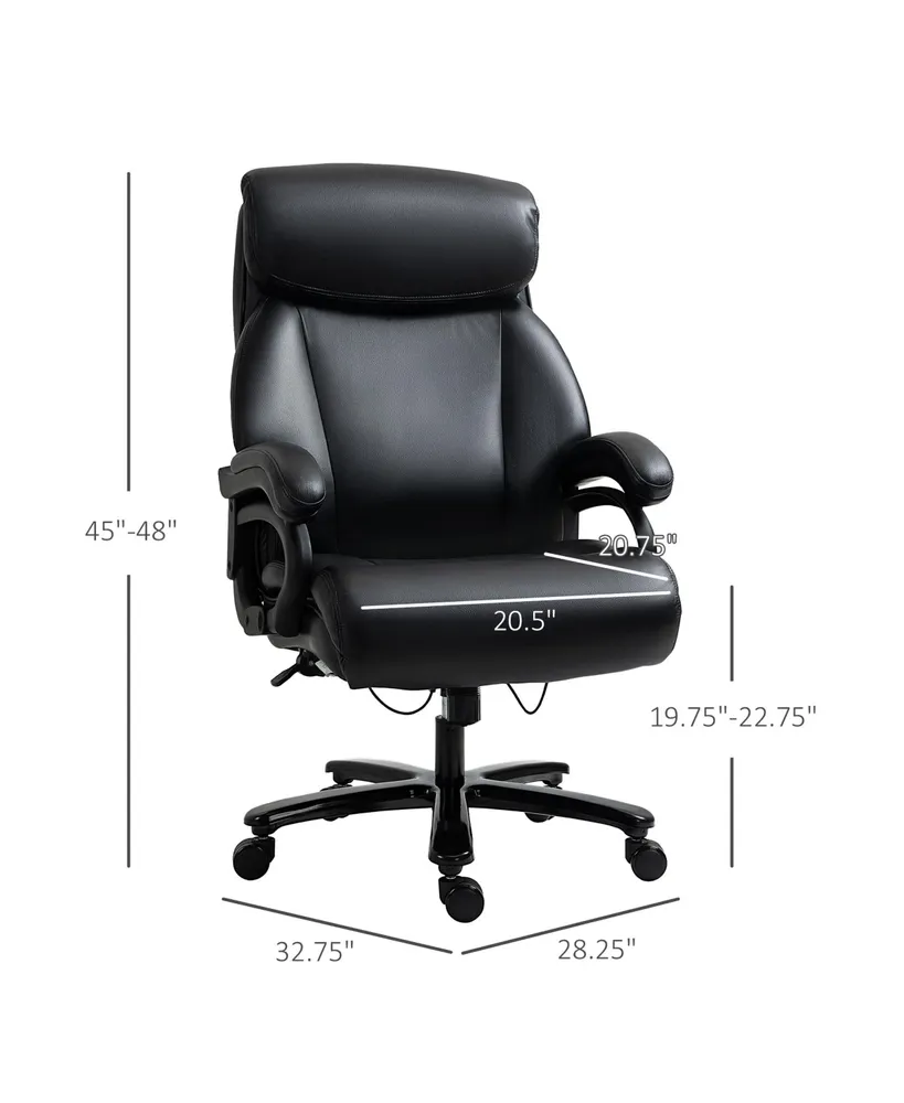 Vinsetto Big and Tall Executive Office Chair 396lbs with Wide Seat, Home High Back Pu Leather Chair with Adjustable Height, Swivel Wheels, Black