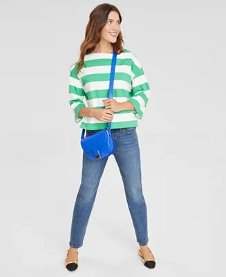 On 34th Women's Stripe Boat-Neck Top, Created for Macy's