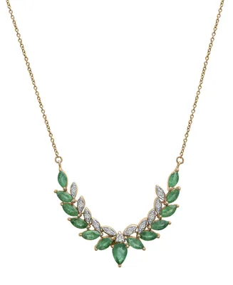 Emerald (2-1/3 ct. t.w.) & Diamond (1/6 ct. t.w.) Fancy 17" Collar Necklace in 14k Gold