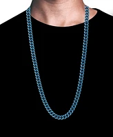 Blackjack Men's Miami Cuban Link 24" Chain Necklace in Blue Ion-Plated Stainless Steel