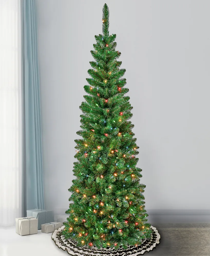 National Tree Company First Traditions 6' Rowan Pencil Slim Tree with Multicolor Lights