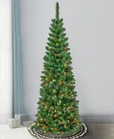 National Tree Company First Traditions 6' Rowan Pencil Slim Tree with Multicolor Lights