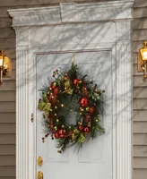 National Tree Company 30" Ornament Wreath with Battery Operated Led Lights