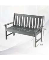 Garden Bench All-Weather Hdpe 2-Person Outdoor Bench for Front Porch Backyard