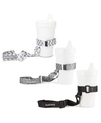 BooginHead SippiGrip Sippy Cup Strap & Baby Bottle Holder, Black & Chevron , 3 Count - Assorted Pre
