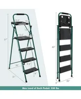 Costway 4 Step Ladder Folding Portable Anti-Slip Steel Step Stool 330lbs with Tool Platform