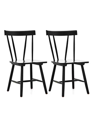 Dining Chairs Set of 2 Windsor Wood Armless with Solid Rubber