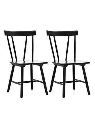 Costway Dining Chairs Set of 2 Windsor Chairs Wood Armless Chairs with Solid Rubber Wood