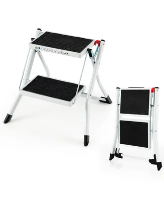 Costway 2 Step Ladder Folding Step Stool 330lbs Capacity with Anti-Slip Pedal & Handle