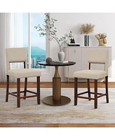 Set of 2 Upholstered Bar Stools 24.5'' Dining Chairs with Back