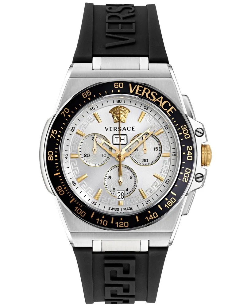 Versace Men's Swiss Chronograph Greca Extreme Silicone Strap Watch 45mm