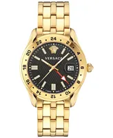 Versace Men's Swiss Greca Time Gmt Gold Ion Plated Stainless Steel Bracelet Watch 41mm