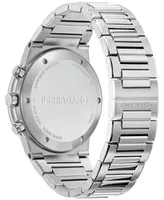 Salvatore Ferragamo Men's Swiss Chronograph Silver-Tone Stainless Steel Bracelet Watch 41mm