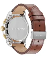 Salvatore Ferragamo Men's 1927 Swiss Chronograph Brown Leather Strap Watch 42mm