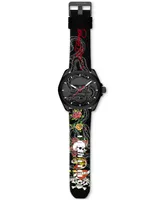 Ed Hardy Men's Printed Black Silicone Strap Watch 46mm