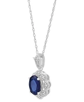 Sapphire (1 ct. t.w.) & Diamond Accent Oval 18" Pendant Necklace in 14k White Gold