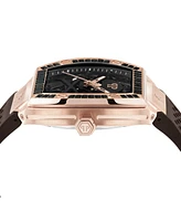 Philipp Plein Men's Automatic The Keleton Brown Silicone Strap Watch 44mm