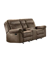 White Label Calico 80" Double Glider Reclining Love Seat with Center Console, Power Outlets