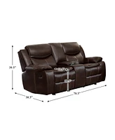 White Label Veloce 79" Double Glider Reclining Loveseat with Console