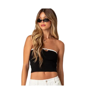 Women's Strapless Crop Top With Small Belt On Bust
