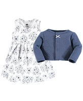 Hudson Baby Toddler Girls Quilted Cardigan and Dress 2pc Set